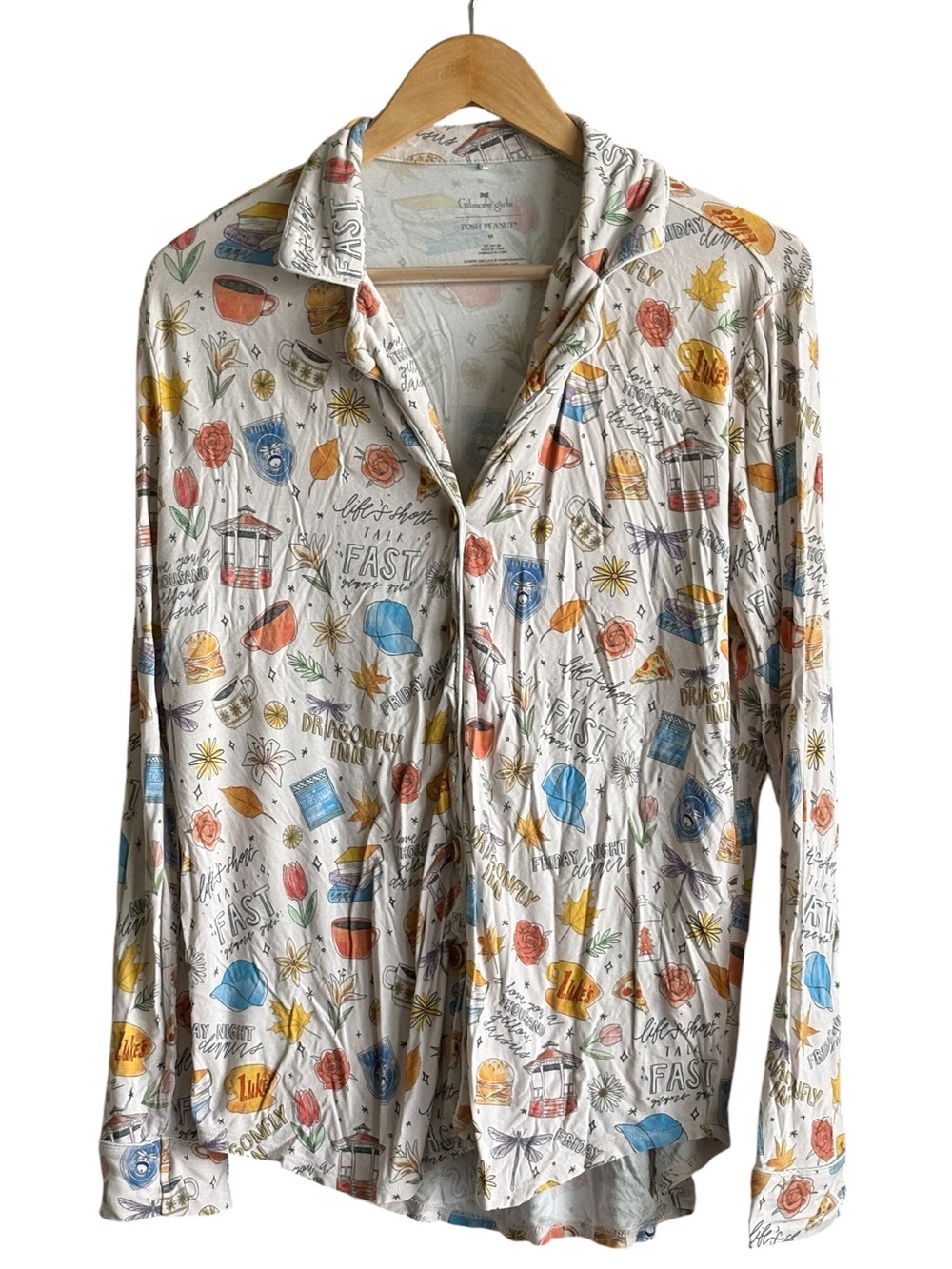 Posh Peanut Gilmore Girls Bamboo Pajama Button-down Top Womens Size Medium